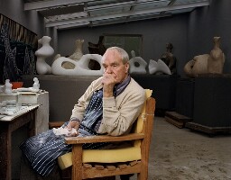 Low resolution digital scan of a negative from Bern Schwartz's portrait 520: Henry Moore