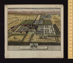 Digital surrogate of Coloured engraving of Rycote Park, Oxfordshire, by Pieter Van der Aa for James Beeverell&#39;s Les Délice de la Grand&#39; Bretagne et de l&#39;Irelande